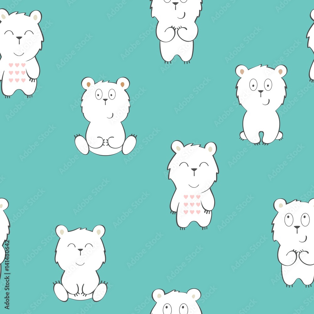 Obraz premium Vector cute seamless pattern with cartoon bear