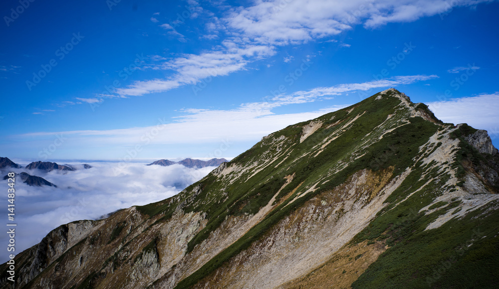 ridge line and blue sky