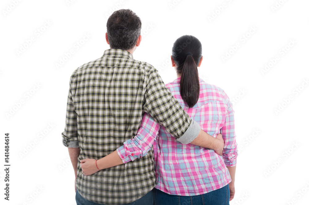 Rear view of young couple  standing together