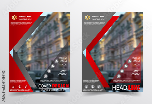 Red annual report brochure flyer design template vector, Leaflet cover presentation abstract flat background, layout in A4 size