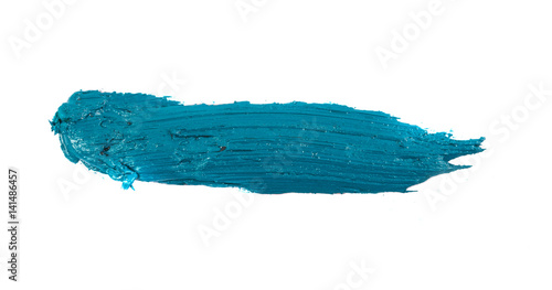 Turquoise dye smear isolated on white background
