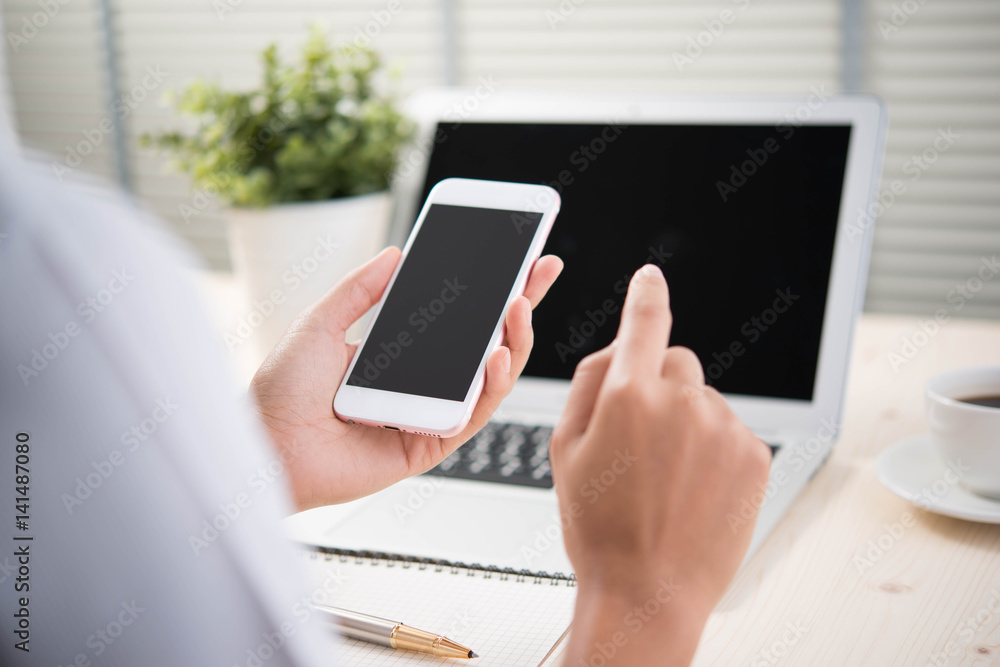 tablet with blank screen and coffee tablet with blank screen and coffee