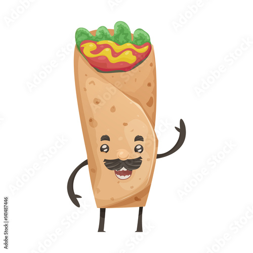 Burrito character.Vector illustration in cartoon style