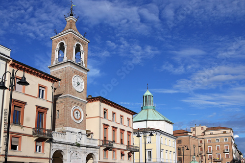 clock tower landmark Piazza Tre Martiri Rimini Italy