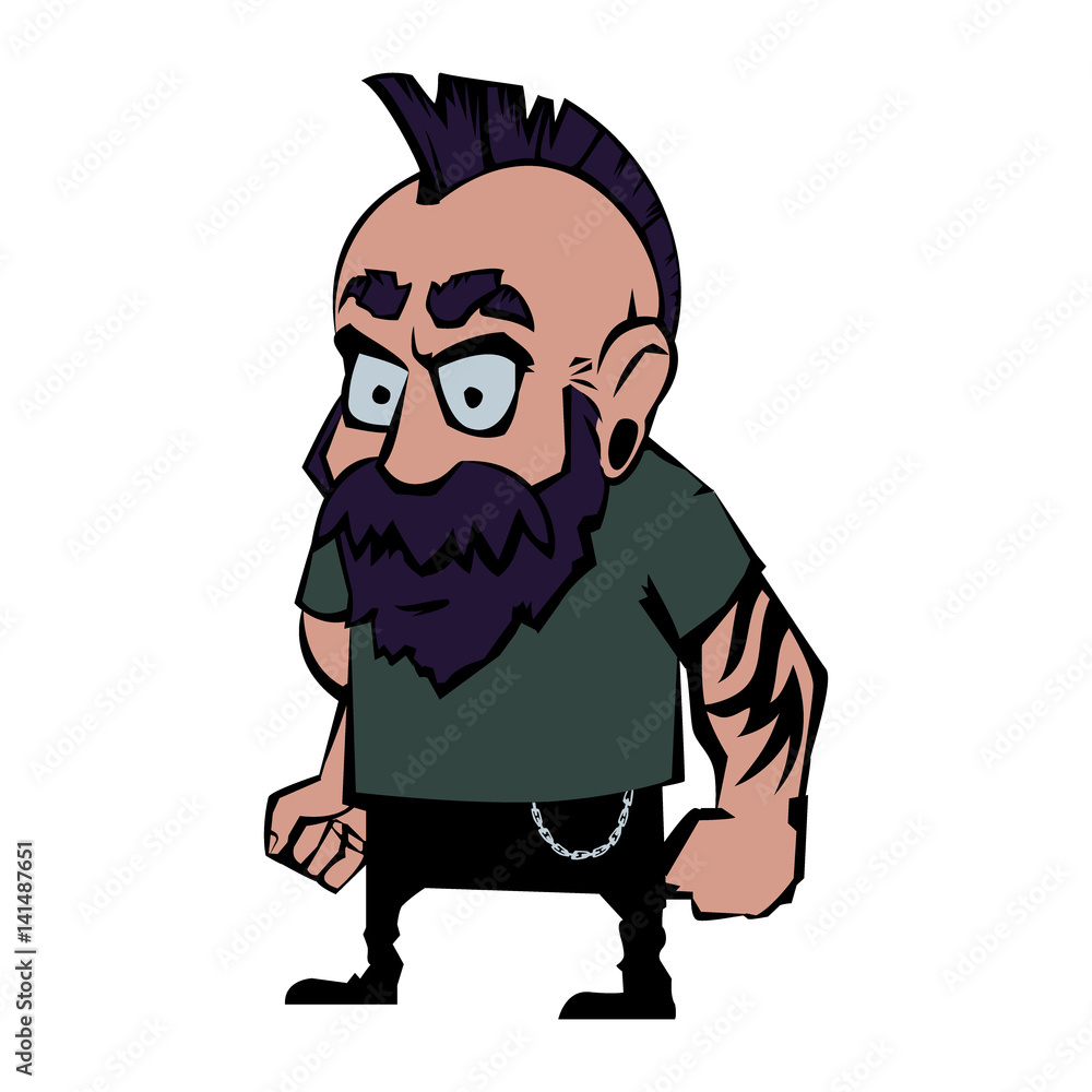 Punk with a mohawk and tattoos.Vector illustration.