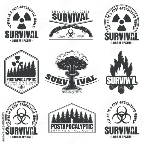 Set of icons on the theme of survival.