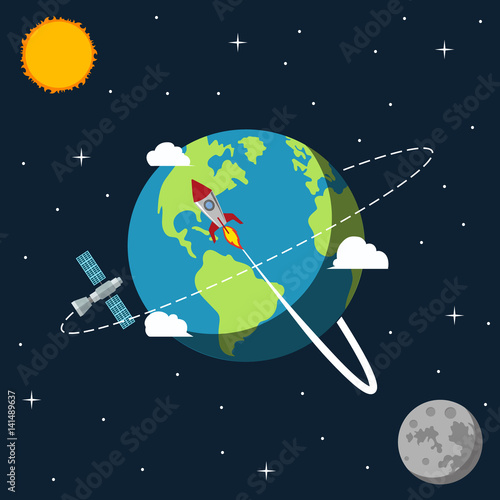 Illustration of planet Earth in space. Vector.
