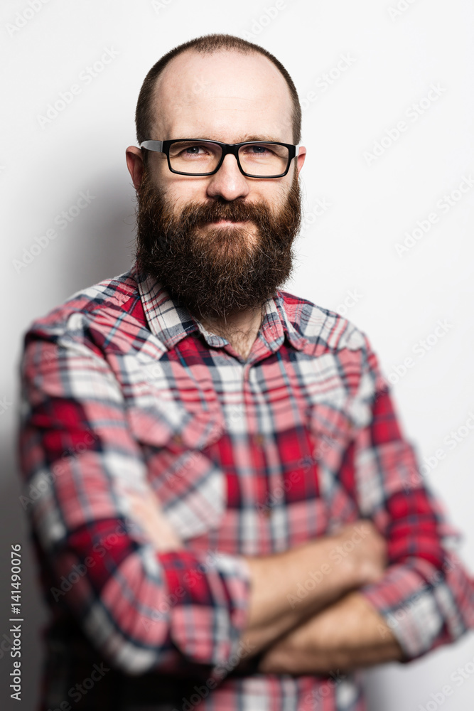 Fototapeta premium Smiling bearded male posing