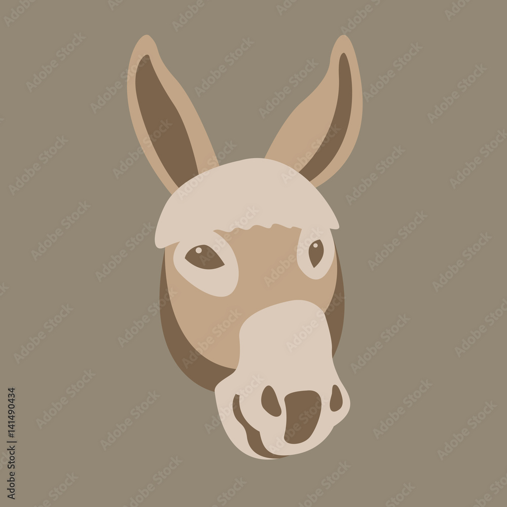 donkey head vector illustration style Flat donkey head vector illustration style Flat