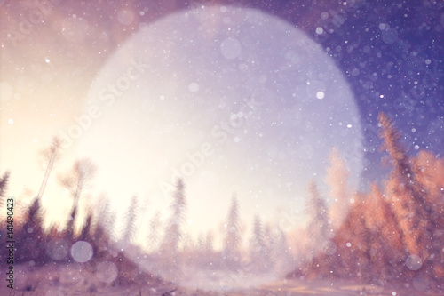 blurred winter background with a circle for the text of nature