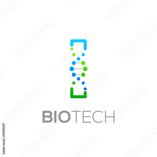 Letter I Green and Blue with abstract biotechnology logotype,Technology DNA vector concept