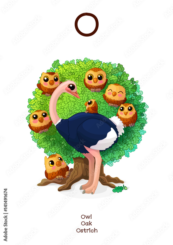 Obraz premium English Alphabet series of Amusing Animals letter O