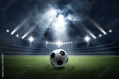 Foto Soccer ball in the stadium