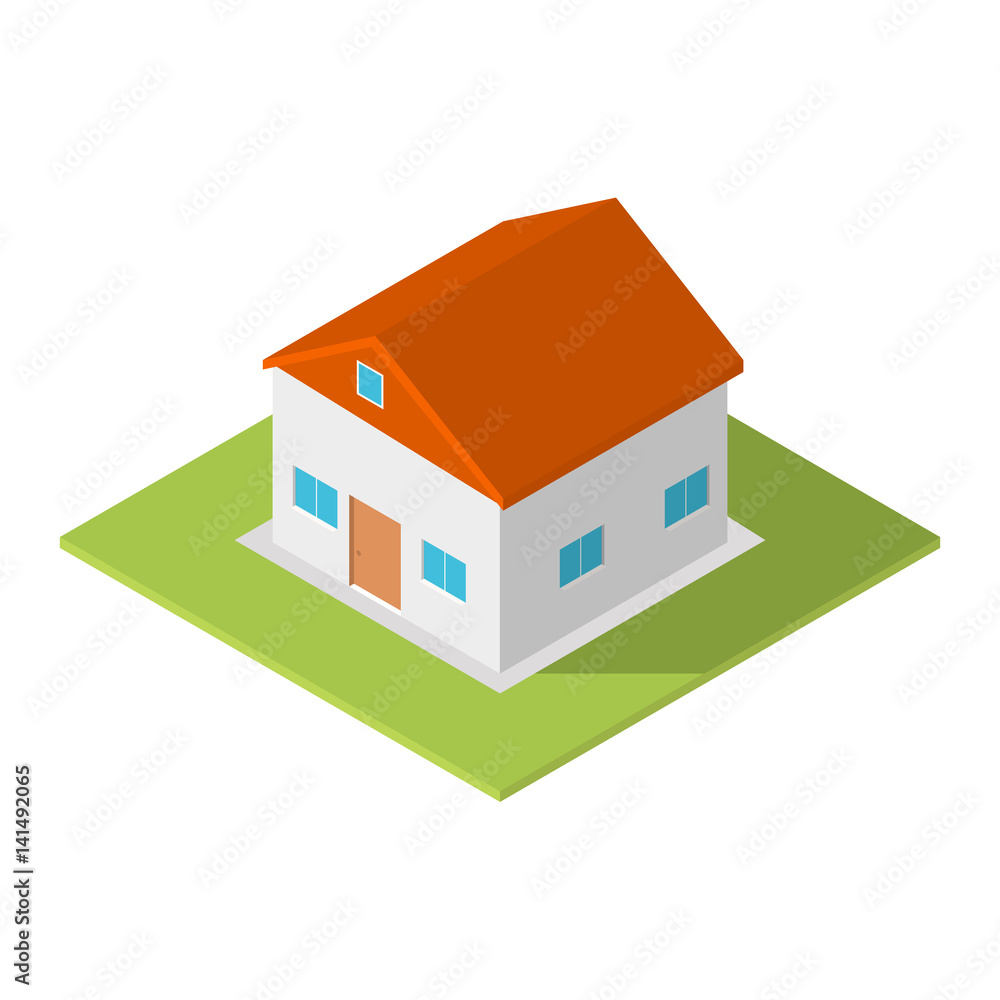 Isometric house with a long shadow Isometric house with a long shadow