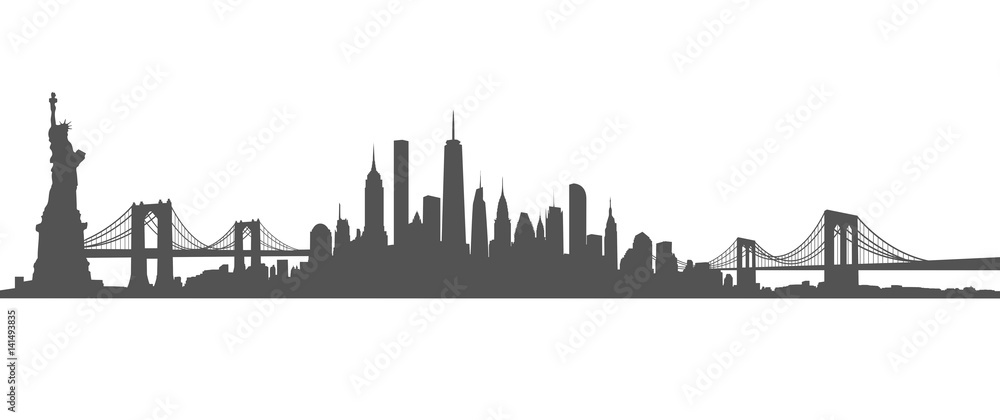 New York City Skyline Vector black and white