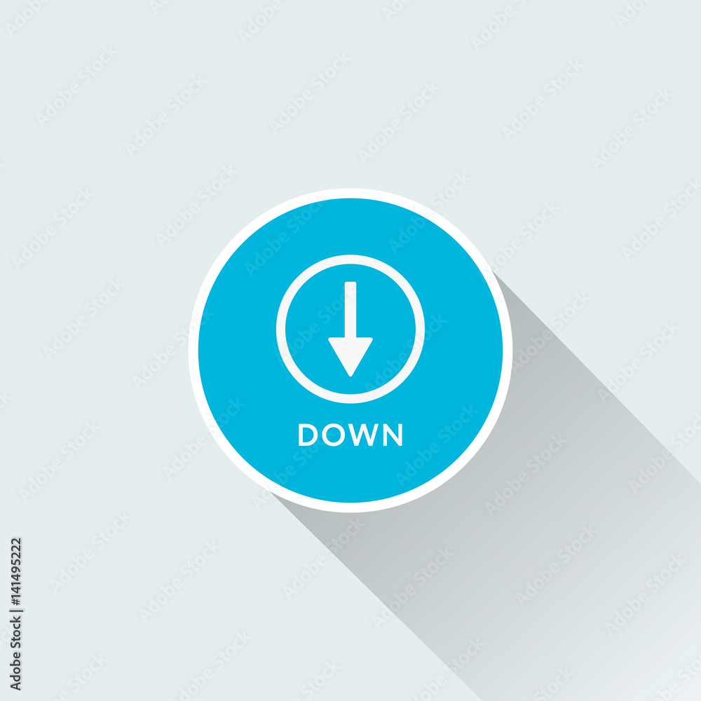Flat down icon for web mobile and business Flat down icon for web mobile and business