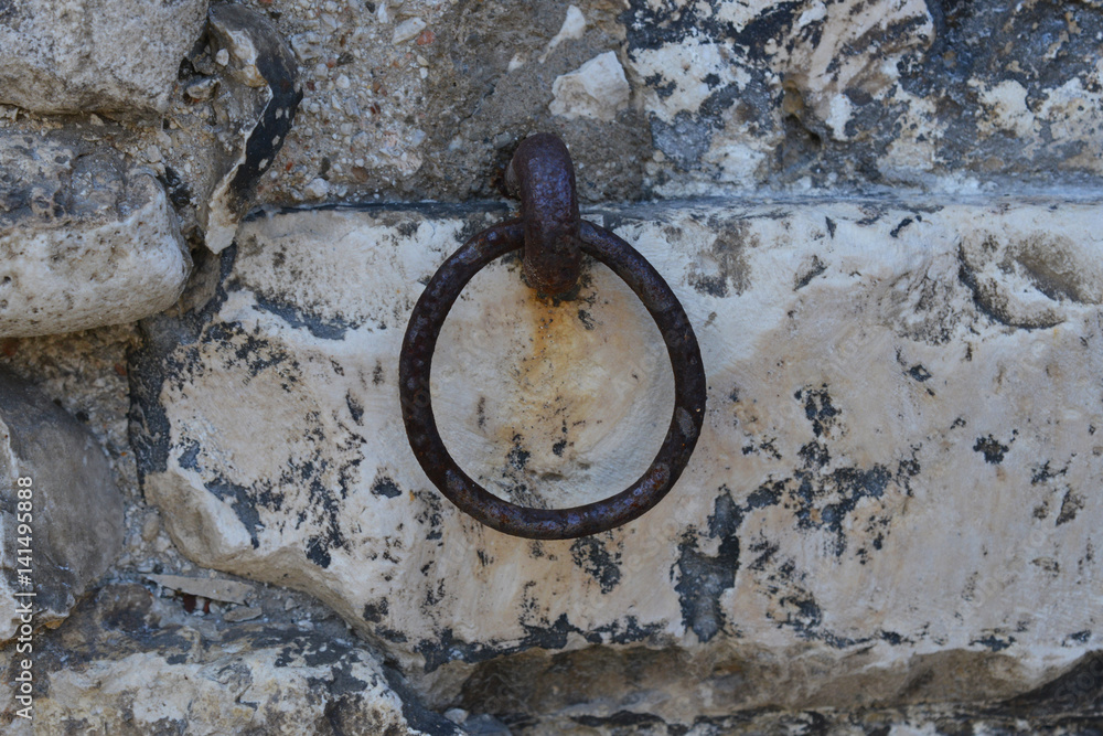 iron ring in the stone wall iron ring in the stone wall
