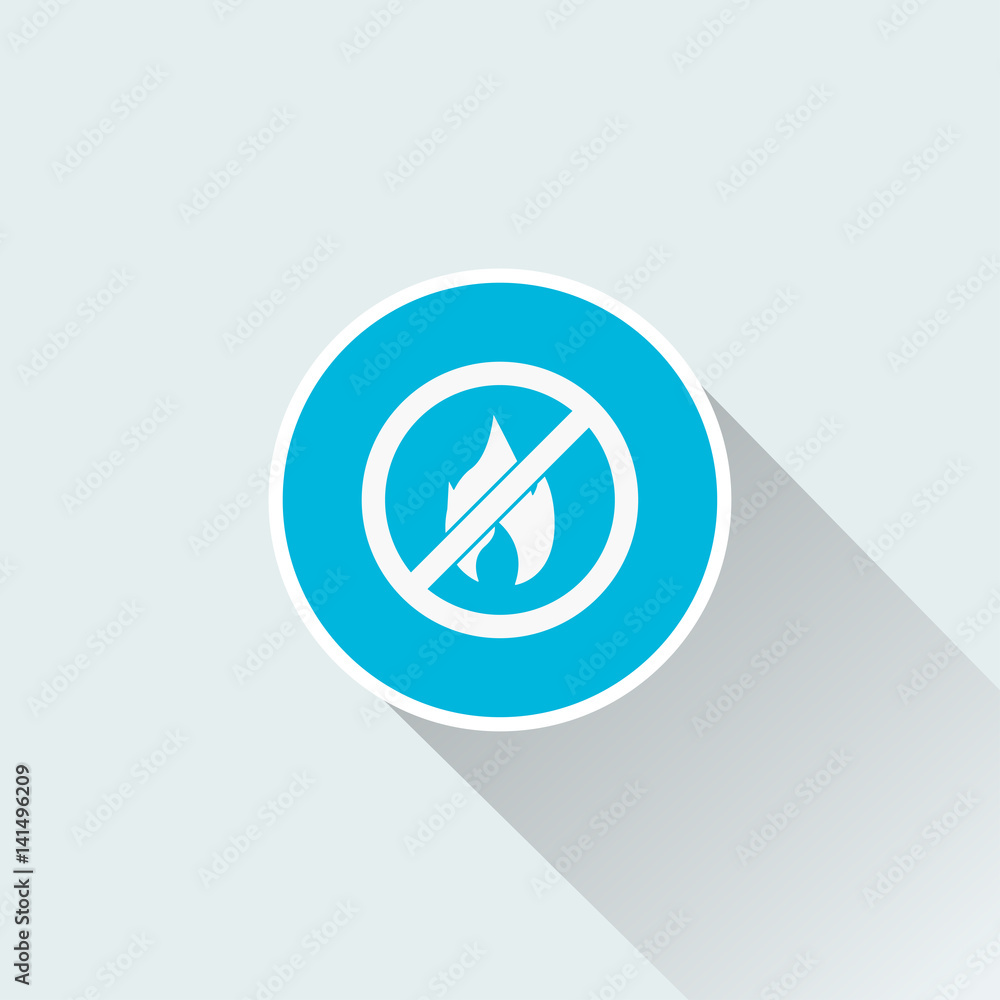 Flat forbidden fire icon Flat forbidden fire icon