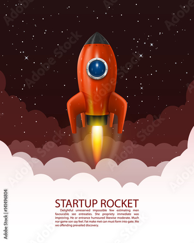 Space rocket launch, Startup creative idea, Rocket background, Vector illustration