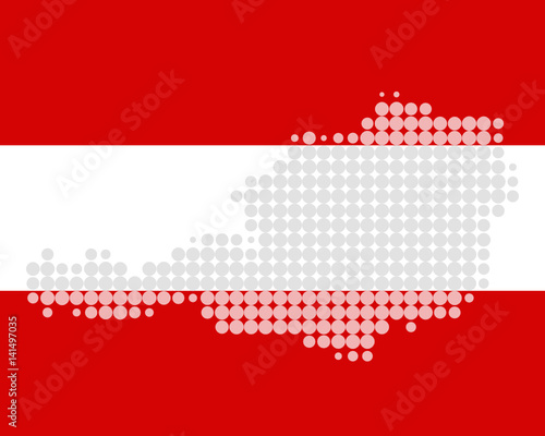 Karte und Fahne von Österreich