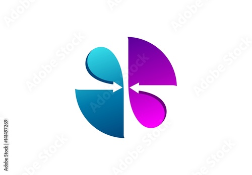 arrows connecting element infinity logo symbol, abstract modern elements arrow infinity icon shape, circle infinite arrows ideas business vector design template
