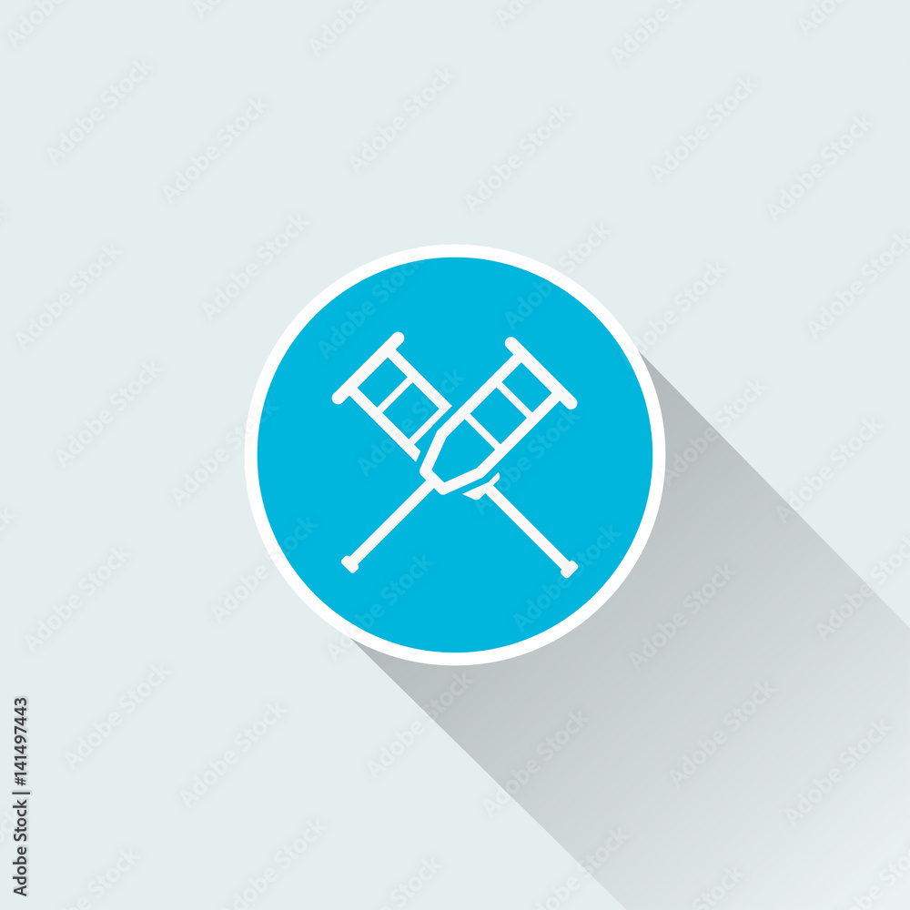flat Crutch icon with long shadow flat Crutch icon with long shadow