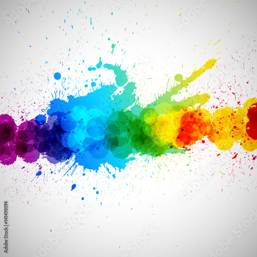 Holi background, abstract colorful splash paint blots. Bright spots and blobs for holiday design poster, card, banner, etc.