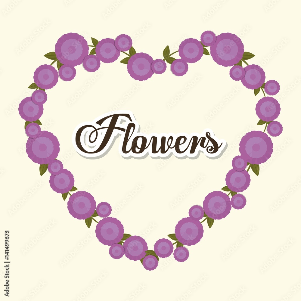beautiful flowers in heart shape. colorful design. vector illustration