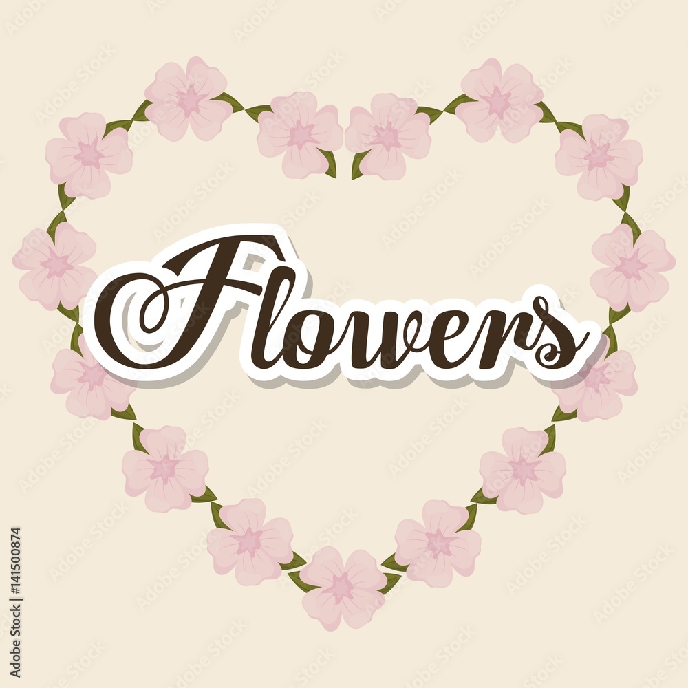 beautiful flowers in heart shape. colorful design. vector illustration