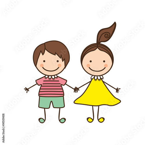 couple boy and girl cartoons icon, vector illustration design