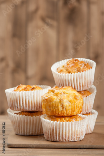 Homebaked Ham And Cheese Muffins In Paper Cases.