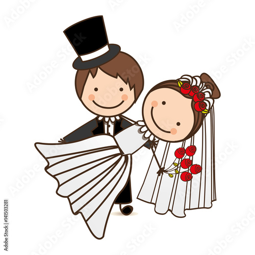 happy couple married icon, vector illustration design
