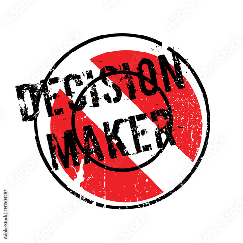 Decision Maker rubber stamp. Grunge design with dust scratches. Effects can be easily removed for a clean, crisp look. Color is easily changed.