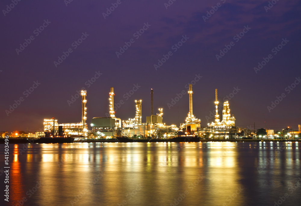 oil refinery plant at twilight in Bangkok Thailand