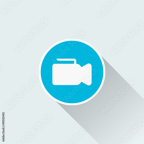 video camera icon with long shadow