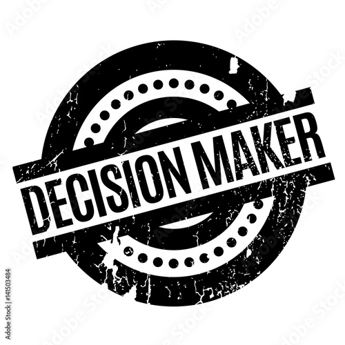 Decision Maker rubber stamp. Grunge design with dust scratches. Effects can be easily removed for a clean, crisp look. Color is easily changed.