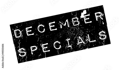 December Specials rubber stamp. Grunge design with dust scratches. Effects can be easily removed for a clean, crisp look. Color is easily changed.