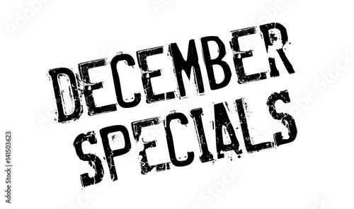 December Specials rubber stamp. Grunge design with dust scratches. Effects can be easily removed for a clean, crisp look. Color is easily changed.