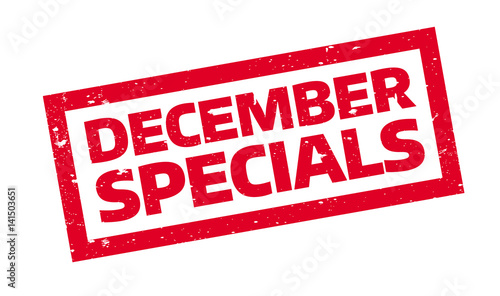 December Specials rubber stamp. Grunge design with dust scratches. Effects can be easily removed for a clean, crisp look. Color is easily changed.