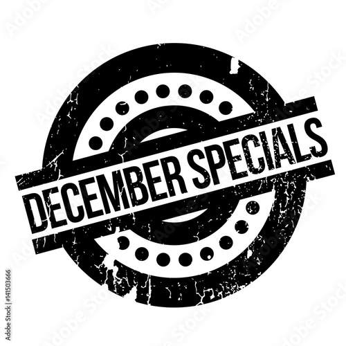 December Specials rubber stamp. Grunge design with dust scratches. Effects can be easily removed for a clean, crisp look. Color is easily changed.