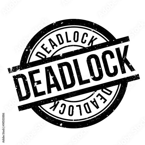 Deadlock rubber stamp. Grunge design with dust scratches. Effects can be easily removed for a clean, crisp look. Color is easily changed.