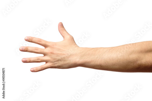 Man stretching hand to handshake isolated