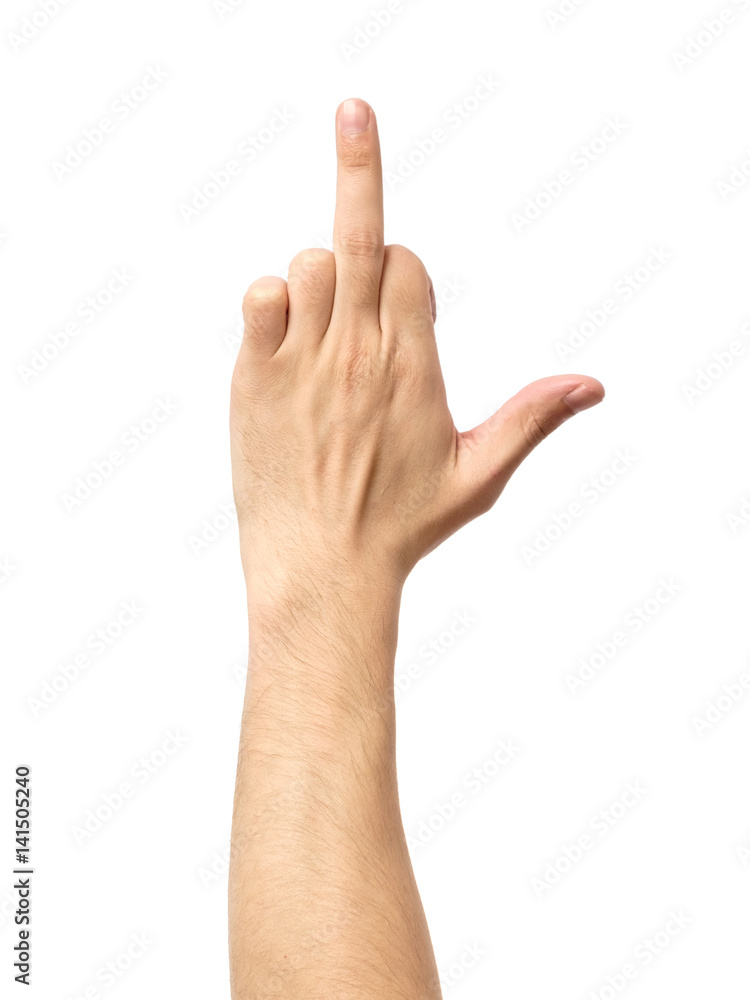 Middle finger, offensive gesture isolated Middle finger, offensive gesture isolated
