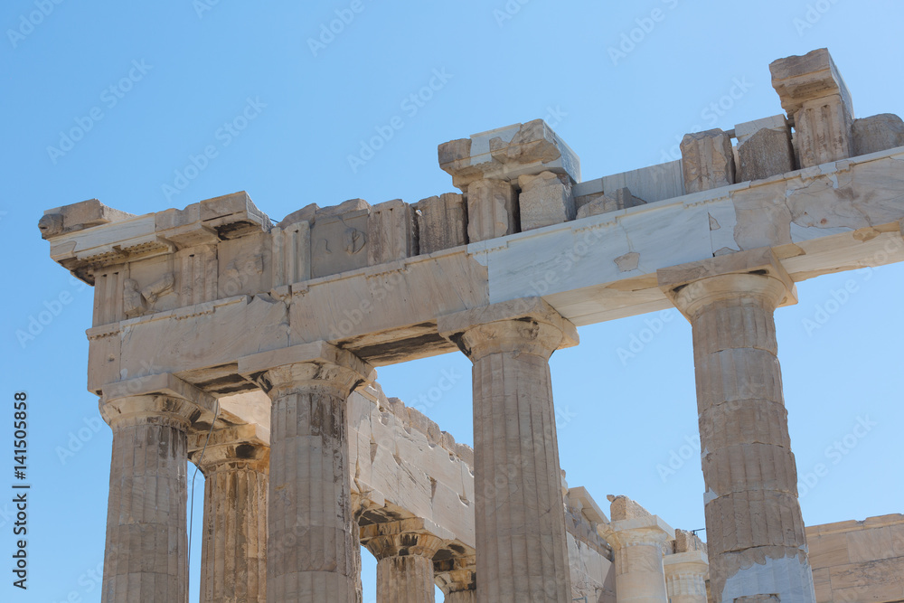 Ruins of the Temple Parthenon at the Acropolis.