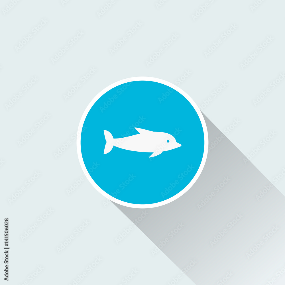 dolphin icon with long shadow dolphin icon with long shadow