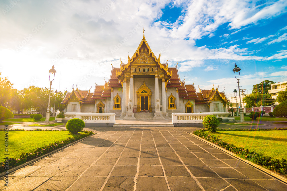 Marble temple wat benchamabophit blue sky Marble temple wat benchamabophit blue sky