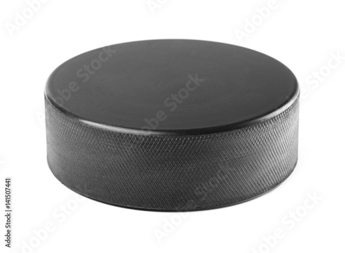 Black rubber hockey puck