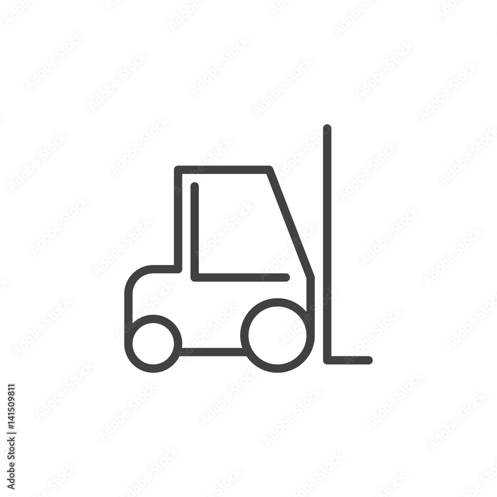 Forklift line icon, outline vector sign, linear style pictogram isolated on white. Symbol, logo illustration. Editable stroke. Pixel perfect