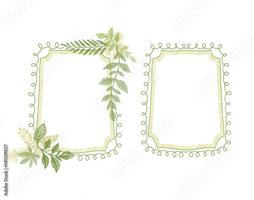 Greenery floral scrabble frame, plant leaves decoration vector. Hand drawn branch card design