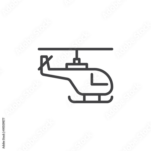 Helicopter line icon, outline vector sign, linear style pictogram isolated on white. Symbol, logo illustration. Editable stroke. Pixel perfect